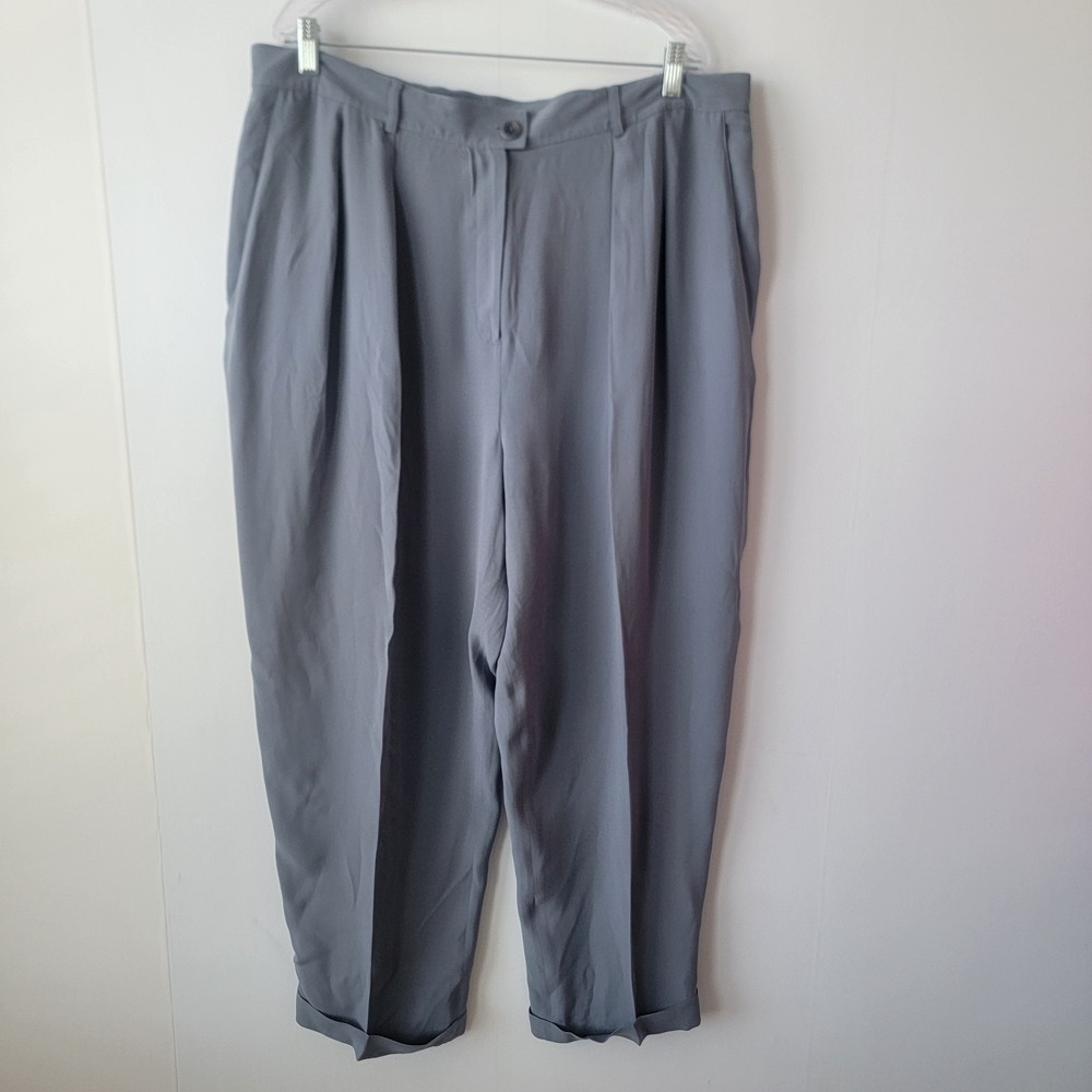 Jones new york women's 100% silk dress pants size 20W wide leg gray Work Career